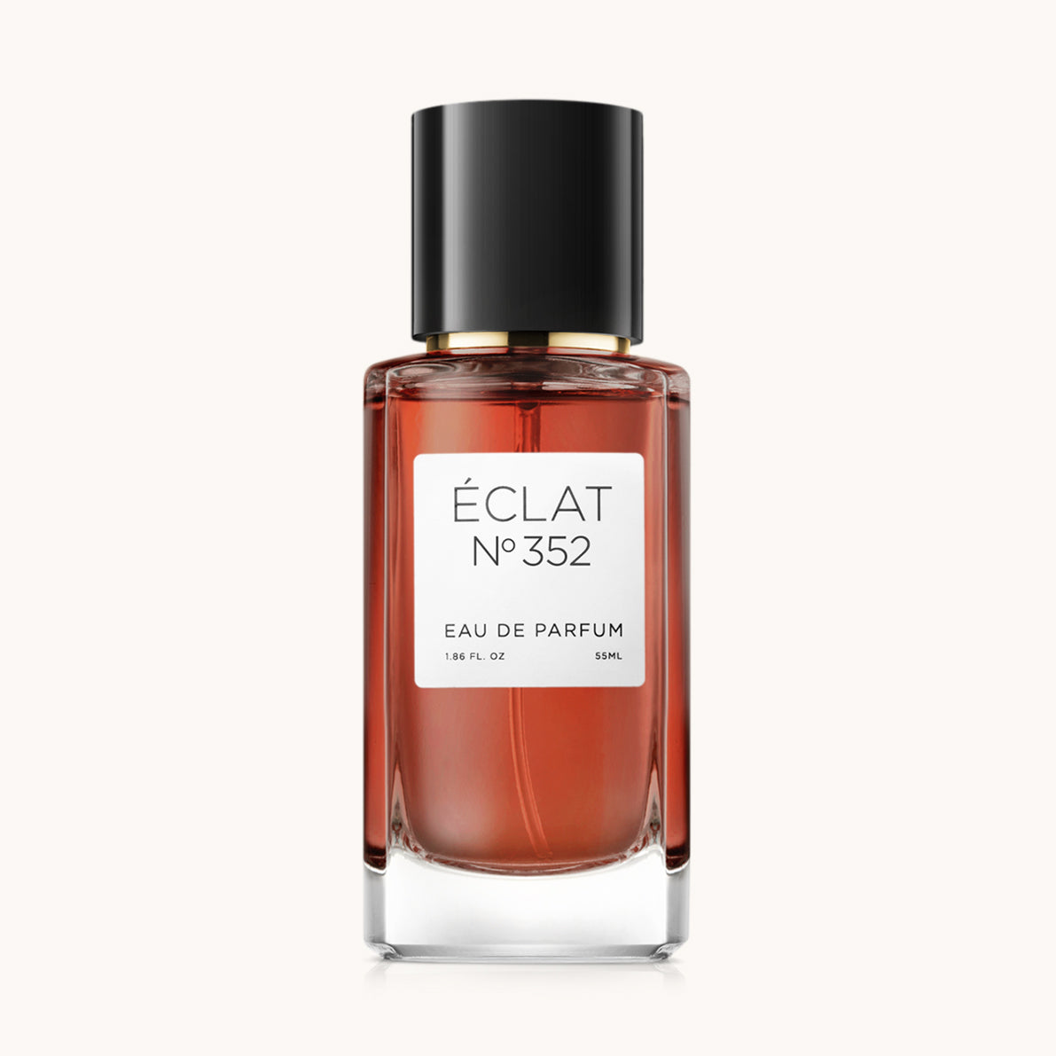 ÉCLAT Cherry Blossom Amaretto Duft in einem klaren Glasflakon mit schwarzem Verschluss und weißem Etikett.