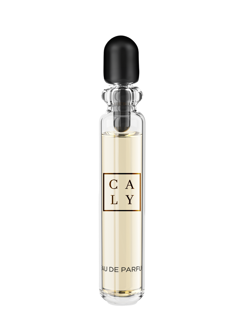 2 ml sample vial of the Paul Caly unisex fragrance in a transparent glass container with a black cap and minimalist black lettering.