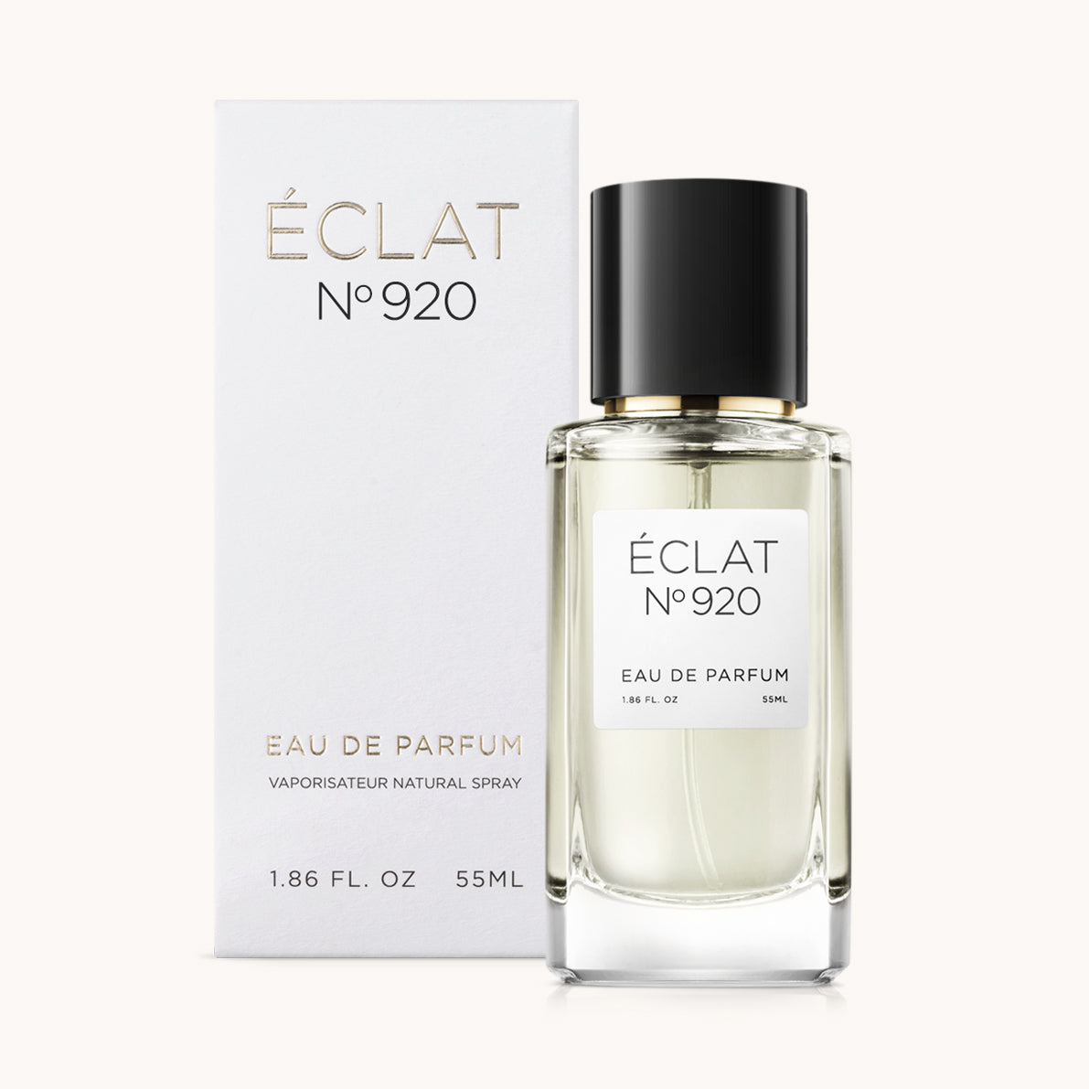 ÉCLAT Citrus Cardamom Parfüm mit klarem Glasflakon und schwarzem Verschluss neben einer weißen Schachtel.
