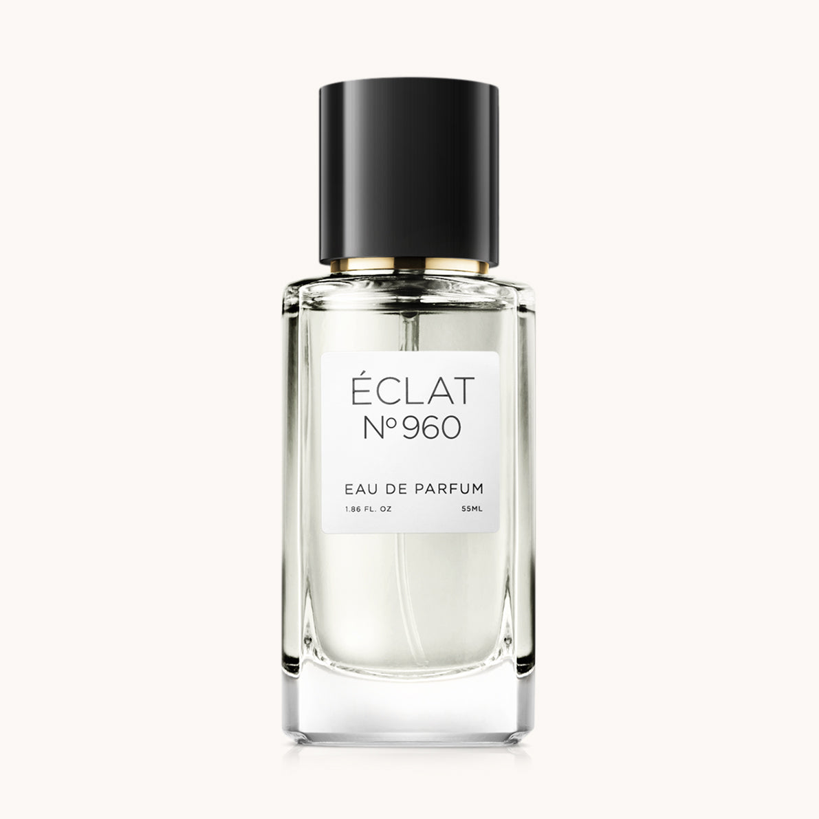 ÉCLAT Fresh Ginger in einem facettierten Glasflakon mit schwarzem Verschluss und minimalistischem weißem Etikett.
