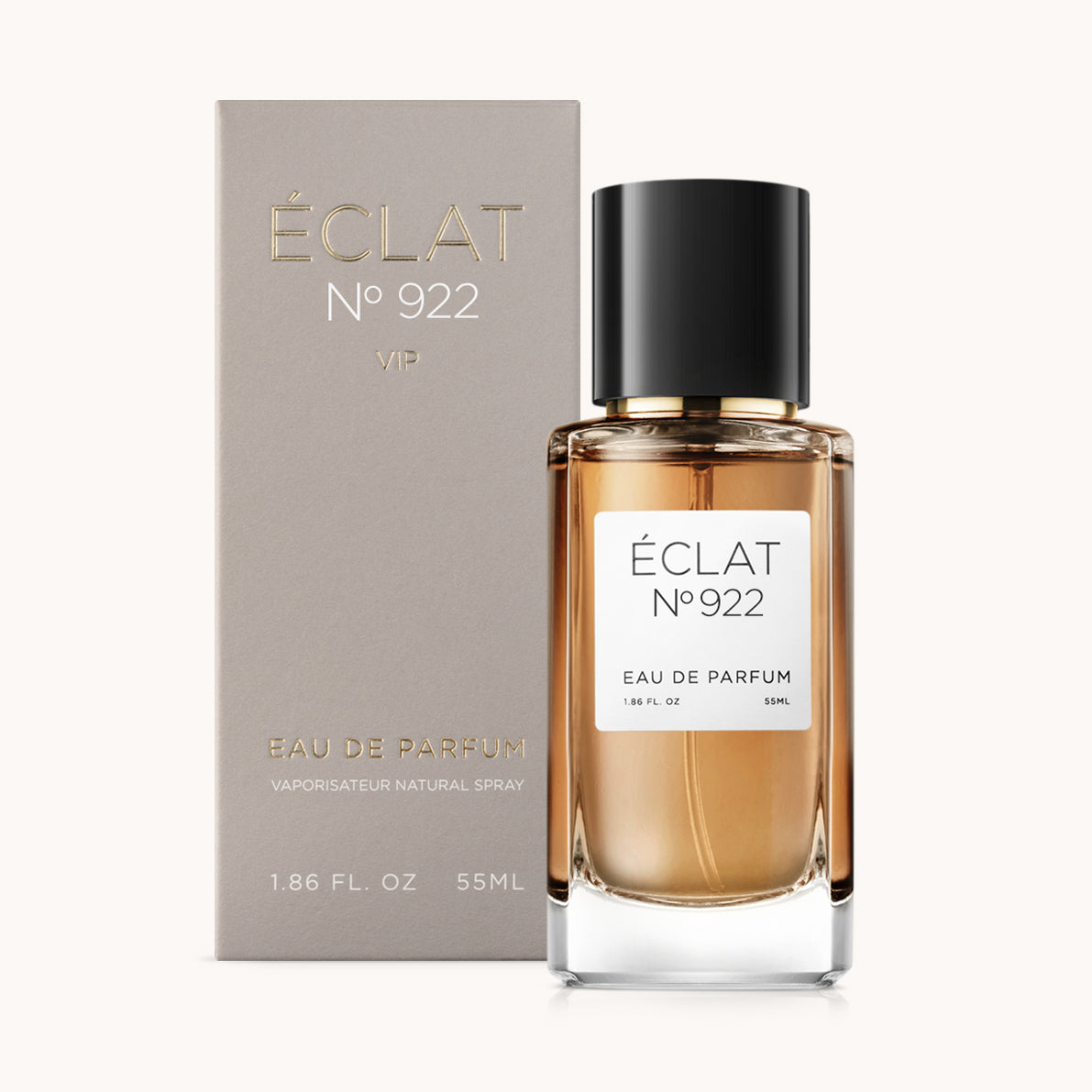 ÉCLAT Smoky Cherry Duft in einem eleganten Glasflakon mit schwarzer Kappe, begleitet von einer grauen Box.